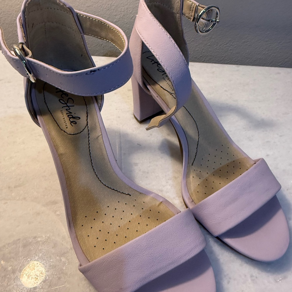 Life Stride Lavender Block Heel Sandals